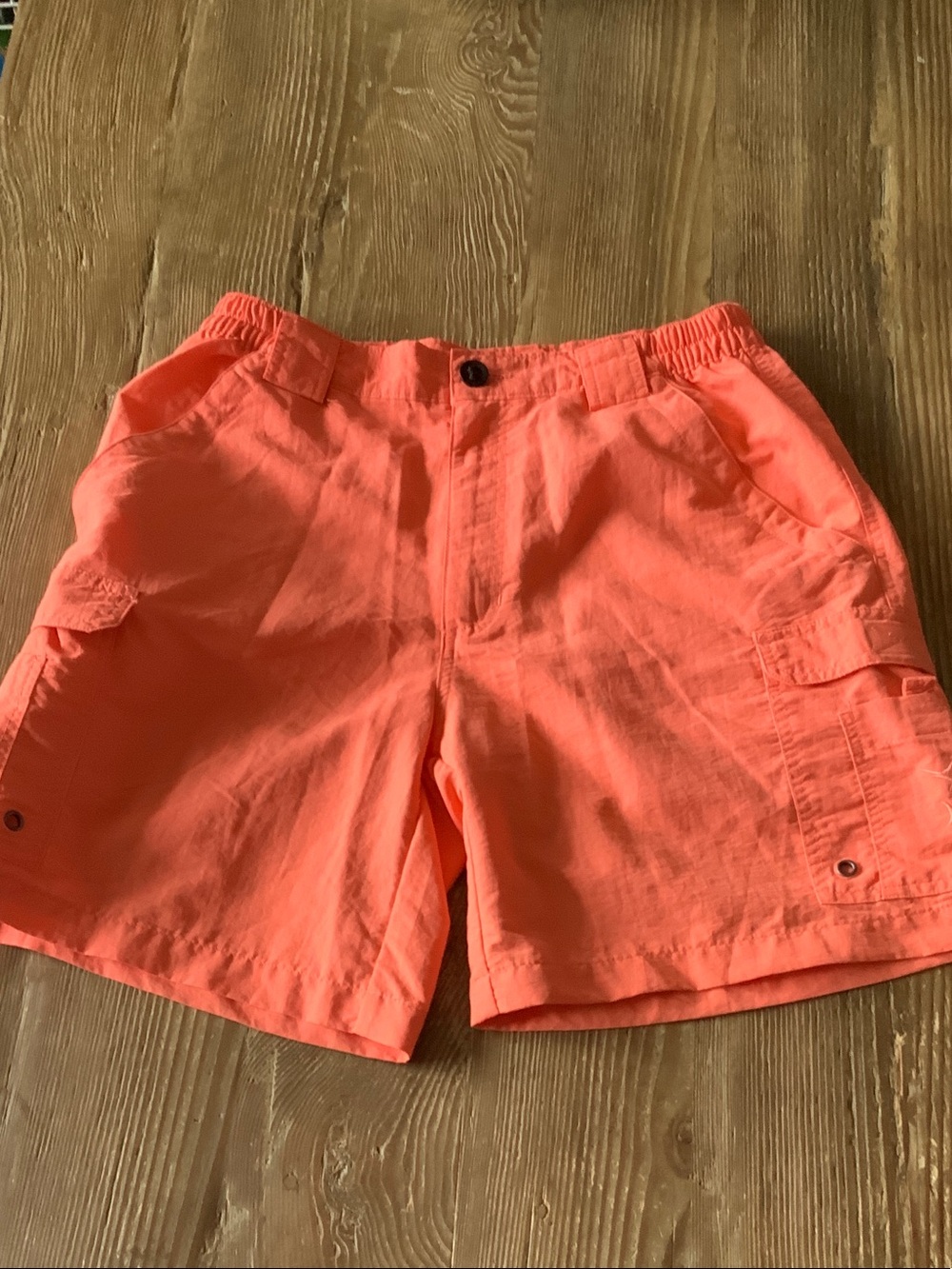 Reel Legends Men's nylon Bright Coral Cargo Shorts